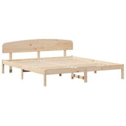 Berkfield Home Beautiful Bed Frame with Headboard 180x200 cm Solid Wood Pine in Natural - thumbnail 3