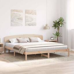 Berkfield Home Beautiful Bed Frame with Headboard 180x200 cm Solid Wood Pine in Natural - thumbnail 4