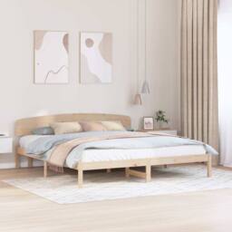 Berkfield Home Beautiful Bed Frame with Headboard 180x200 cm Solid Wood Pine in Natural - thumbnail 2