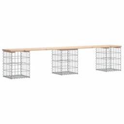 Berkfield Home Beautiful Garden Bench Gabion Design 203x31x42 cm Solid Wood Pine in Brown - Size: 203 x 31 x 42 cm - thumbnail 3