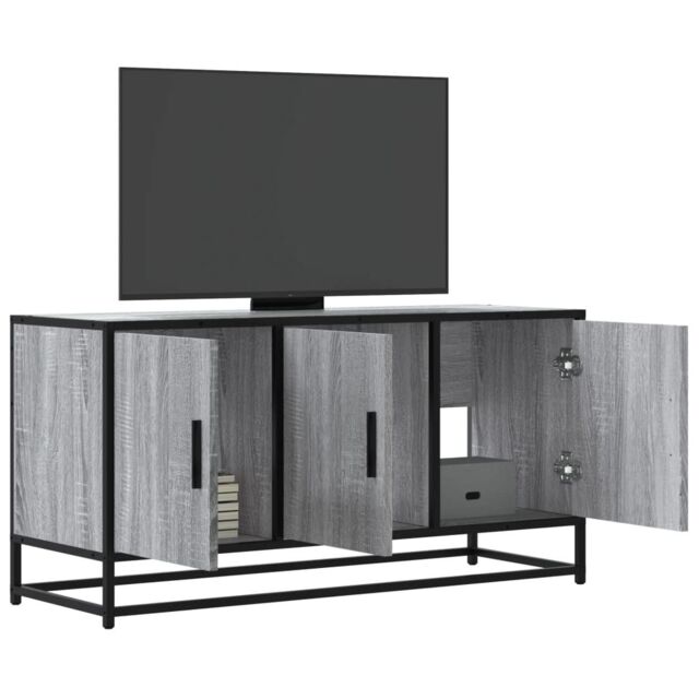 Berkfield Home TV Cabinet Grey Sonoma 100x35x50 cm Engineered Wood & Metal - Size: 100 x 35 x 50 cm - image 1