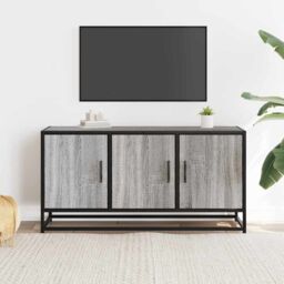 Berkfield Home TV Cabinet Grey Sonoma 100x35x50 cm Engineered Wood & Metal - Size: 100 x 35 x 50 cm - thumbnail 3
