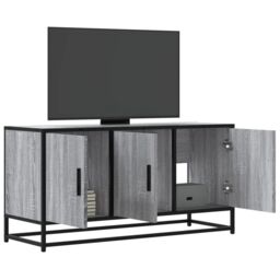 Berkfield Home TV Cabinet Grey Sonoma 100x35x50 cm Engineered Wood & Metal - Size: 100 x 35 x 50 cm - thumbnail 1