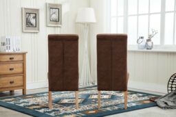 MCC Direct Set of 2 Top Scroll High Back Fabric Dining Chairs in Brown - thumbnail 3