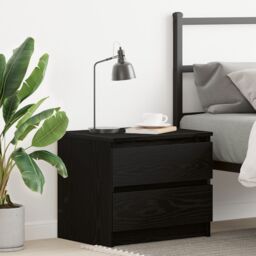 Berkfield Home Nightstand Black Oak 50x40x43.5 cm Made of Engineered Wood - thumbnail 1