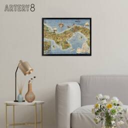 "Artery8 Map Herman 1941 Panama Canal Framed Canvas Wall Art Print - Size: W12"" x H16""" - thumbnail 3