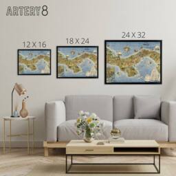"Artery8 Map Herman 1941 Panama Canal Framed Canvas Wall Art Print - Size: W12"" x H16""" - thumbnail 4