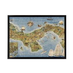 "Artery8 Map Herman 1941 Panama Canal Framed Canvas Wall Art Print - Size: W12"" x H16""" - thumbnail 1