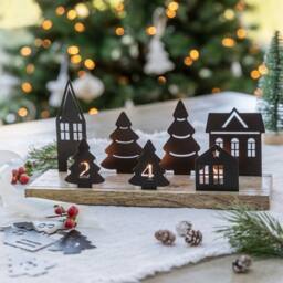 Lemon Pavilion Furniture and Decor Advent Candle Holder with Accessories - Steel/Wood - L9xW28xH13.5cm - thumbnail 3