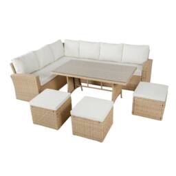 Home Garden Direct Pelias Rattan Corner 8 Seater Outdoor Sofa Dining Set Natural - thumbnail 8