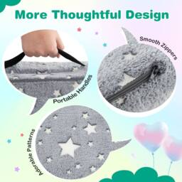 Costway Glow in the Dark Modular Kids Play Couch Set Fold Out Children Sofa in Grey - thumbnail 8