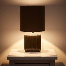 K LIVING Zoe Grey Ceramic Table Lamp With Matching Velvet Shade - thumbnail 2