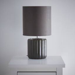 K LIVING Zoe Grey Ceramic Table Lamp With Matching Velvet Shade