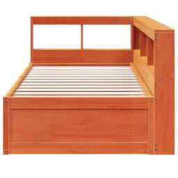 Berkfield Home Bookcase Bed without Mattress Wax Brown 90x200cm Solid Wood Pine - Size: 90x200 cm - thumbnail 5