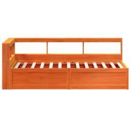 Berkfield Home Bookcase Bed without Mattress Wax Brown 90x200cm Solid Wood Pine - Size: 90x200 cm - thumbnail 6