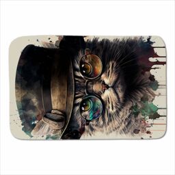 Warren Reed - Designer Cat With Glasses & Hat Splashart Sherpa Blanket - Size: Large - thumbnail 1