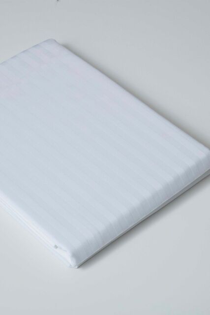 Belledorm Hotel Suite Satin Stripe 540 Thread Count Flat Sheet in White - Size: Single - image 1