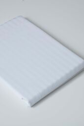 Belledorm Hotel Suite Satin Stripe 540 Thread Count Flat Sheet in White - Size: Single - thumbnail 1