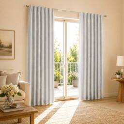 Marlow 100% Blackout Curtains for Bedroom Living Room Thermal Insulated in Natural White - Size: 117 cm width x 183 cm drop - thumbnail 3
