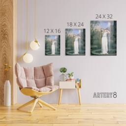 "Artery8 Waterhouse Undine Ondine Water Nymph Canvas Wall Art Print - Size: W18"" x H24""" - thumbnail 4