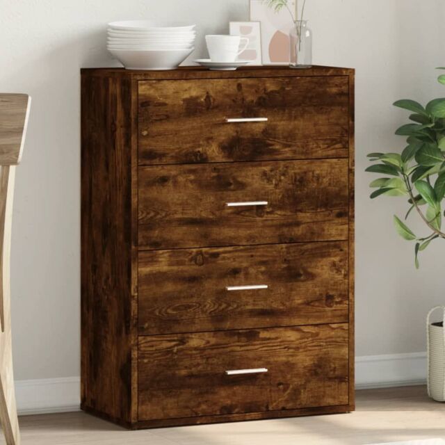 Berkfield Home Sideboard Smoked Oak 60x31x84 cm Engineered Wood in Brown - Size: 60 x 31 x 84 cm - image 1