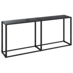 Berkfield Home Console Table Black 180x35x75.5cm Tempered Glass - Size: 180x35x75.5 cm - thumbnail 2