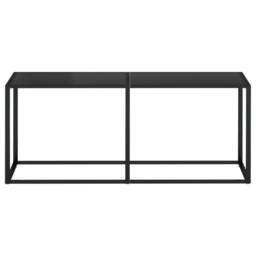 Berkfield Home Console Table Black 180x35x75.5cm Tempered Glass - Size: 180x35x75.5 cm - thumbnail 3
