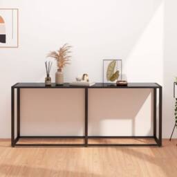 Berkfield Home Console Table Black 180x35x75.5cm Tempered Glass - Size: 180x35x75.5 cm - thumbnail 1