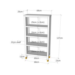 Cabinet Bits Palazzi 4 Tier Bookcase H127 W69 D25cm in Navy - thumbnail 6