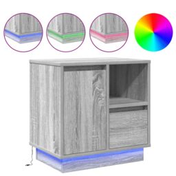 Berkfield Home Bedside Cabinets with LED 2 pcs Grey Sonoma 50x34, 5x50 cm - thumbnail 4