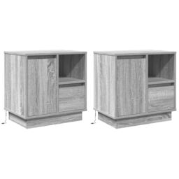 Berkfield Home Bedside Cabinets with LED 2 pcs Grey Sonoma 50x34, 5x50 cm - thumbnail 2