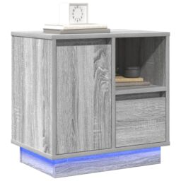 Berkfield Home Bedside Cabinets with LED 2 pcs Grey Sonoma 50x34, 5x50 cm - thumbnail 3