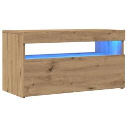 Berkfield Home TV Cabinets with LED Lights 2 pcs Artisan Oak Engineered Wood in Light Brown - thumbnail 5