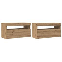 Berkfield Home TV Cabinets with LED Lights 2 pcs Artisan Oak Engineered Wood in Light Brown - thumbnail 1