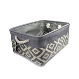 Voltico Grey Woven Diamond Storage Basket - Textured Cotton Rope - thumbnail 6