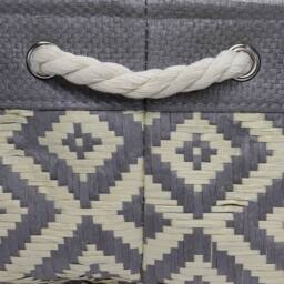 Voltico Grey Woven Diamond Storage Basket - Textured Cotton Rope - thumbnail 3