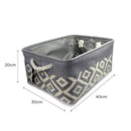 Voltico Grey Woven Diamond Storage Basket - Textured Cotton Rope - thumbnail 7