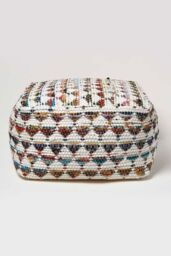 Homescapes Chindi Design Bean Filled Pouffe Large in Cream