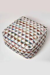 Homescapes Chindi Design Bean Filled Pouffe Large in Cream - thumbnail 3