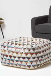 Homescapes Chindi Design Bean Filled Pouffe Large in Cream - thumbnail 2