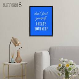 "Artery8 Don't Find Create Yourself Blue Motivational Framed Canvas Wall Art - Size: W12"" x H16""" - thumbnail 3