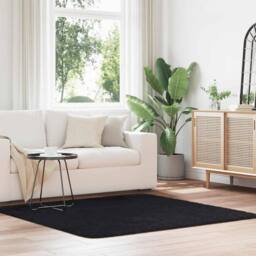 Berkfield Home Shaggy Rug High Pile NAVARRA Black 160x160 cm Polyester - Size: Medium - thumbnail 2