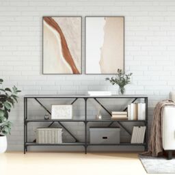 Berkfield Home Console Table Grey Sonoma 160x30x75 cm Engineered Wood & Iron - Size: 160 x 30 x 75 cm - thumbnail 1