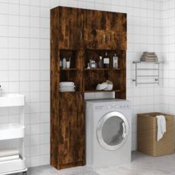 Berkfield Home Bathroom Cabinet Smoked Oak 32x25.5x190 cm Engineered Wood in Brown - thumbnail 2