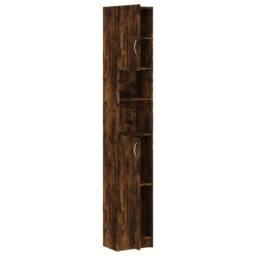 Berkfield Home Bathroom Cabinet Smoked Oak 32x25.5x190 cm Engineered Wood in Brown - thumbnail 6