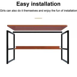 EONLION Computer Desk Laptop Study Table Home Office in Brown - Size: 100 cm - thumbnail 5