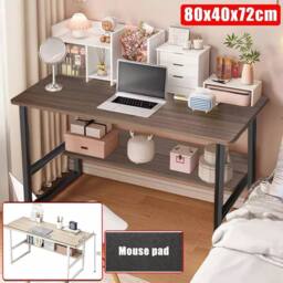 EONLION Computer Desk Laptop Study Table Home Office in Brown - Size: 100 cm - thumbnail 3