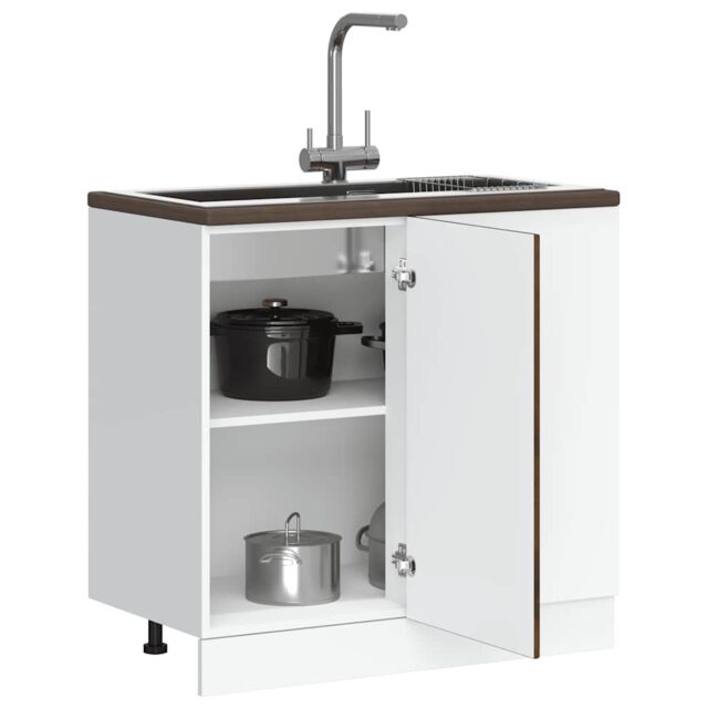 Berkfield Home Kitchen Base Cabinet Kalmar Smoked Oak Engineered Wood in Brown - image 1