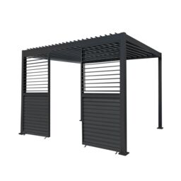 Monstershop Anthracite Aluminium Pergola With 2 x Shutter Panels - 3m x 3m in Grey - thumbnail 1
