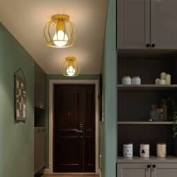 Goeco Vintage Ceiling Light, E27 for Hallway Bedroom Kitchen Cafe Bar Gold - thumbnail 7